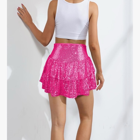 Pink Sequin Ruffle Skirt - Picture 2 of 3